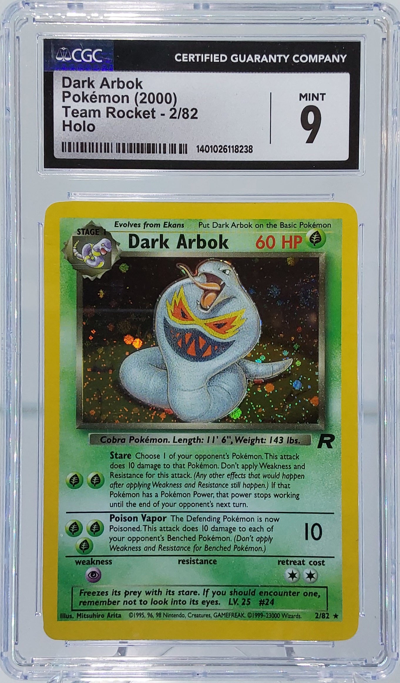 2000 Dark Arbok Holo CGC 9