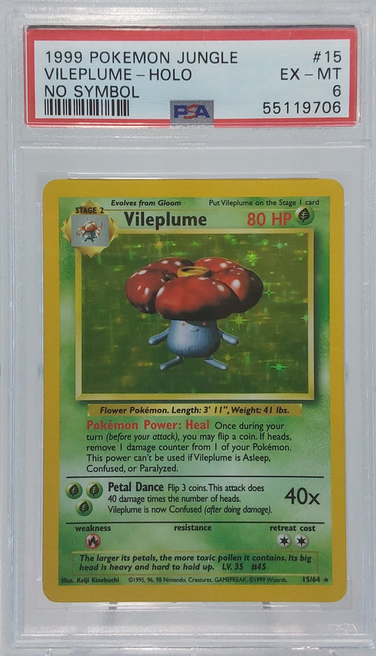 1999 Vileplume Holo No Symbol PSA 6